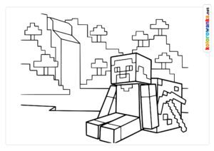 Kolorowanka Steve Minecraft do druku