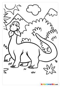 Dinozaur kolorowanka dla małych dzieci do wydruku.