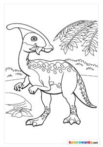 Kolorowanka z roślinożernym dinozaurem