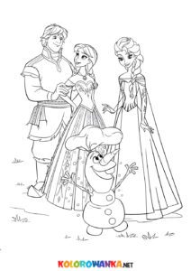 Kolorowanki Kraina Lodu. Anna, Elsa, Kristoff, Olaf i Sven.