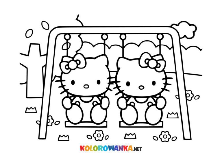 Kolorowanka Hello Kitty na huśtawce
