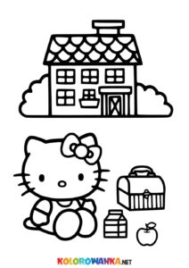 Hello Kitty na pikniku kolorowanka