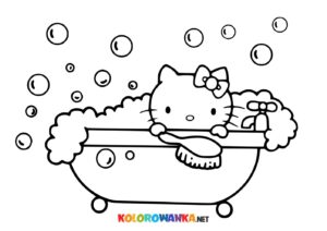 Hello Kitty w kąpieli kolorowanki do druku