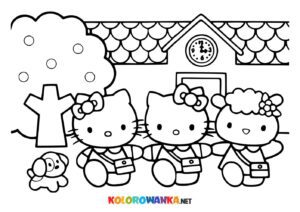 Kolorowanka Hello Kitty w szkole do pobrania.