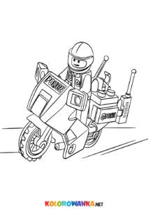 Kolorowanka Lego policjant na motorze