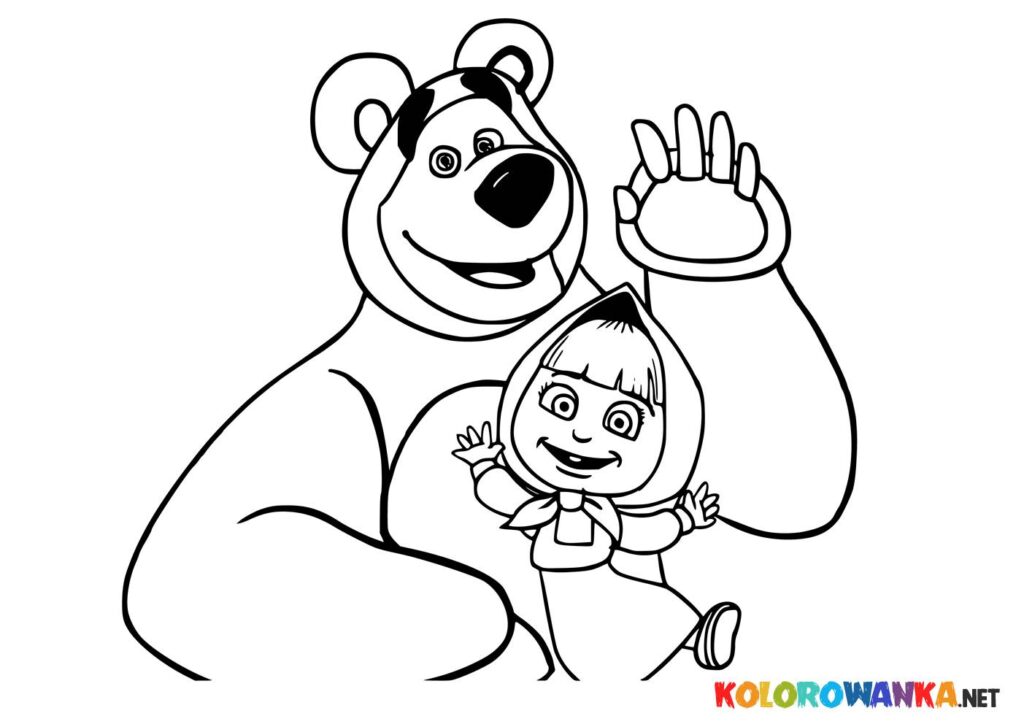 Kolorowanka Masza i Niedźwiedź dla dzieci