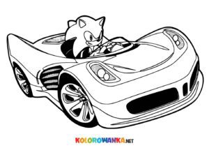 Sonic w samochodzie kolorowanka