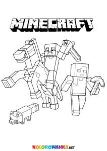 Postacie z gry Minecraft kolorowanka