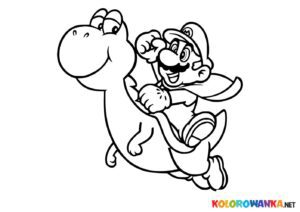 Kolorowanka Yoshi i Mario.