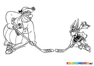 Asterix i Obelix na łyżwach grają w hokeja