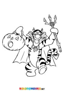 Tygrysek z Kubusia Puchatka Halloween kolorowanka