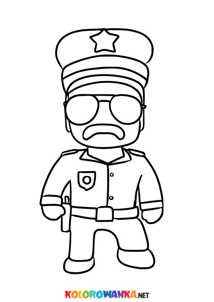 Kolorowanka Stumble Guys policjant
