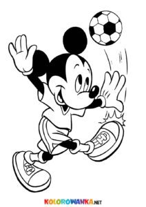 Kolorowanki piłka nożna dla dzieci z myszką Miki