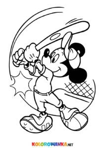Myszka Miki grMyszka Miki gra w baseball kolorowankaa w baseball kolorowanka