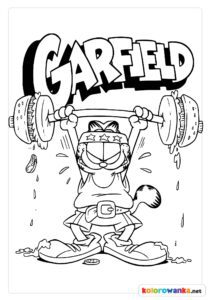 Garfield na siłowni kolorowanka