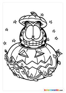 Halloween Garfield kolorowanka