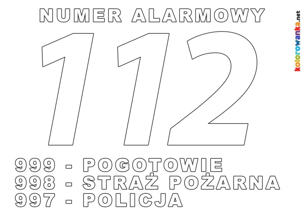 Kolorowanka NUMER ALARMOWY 112