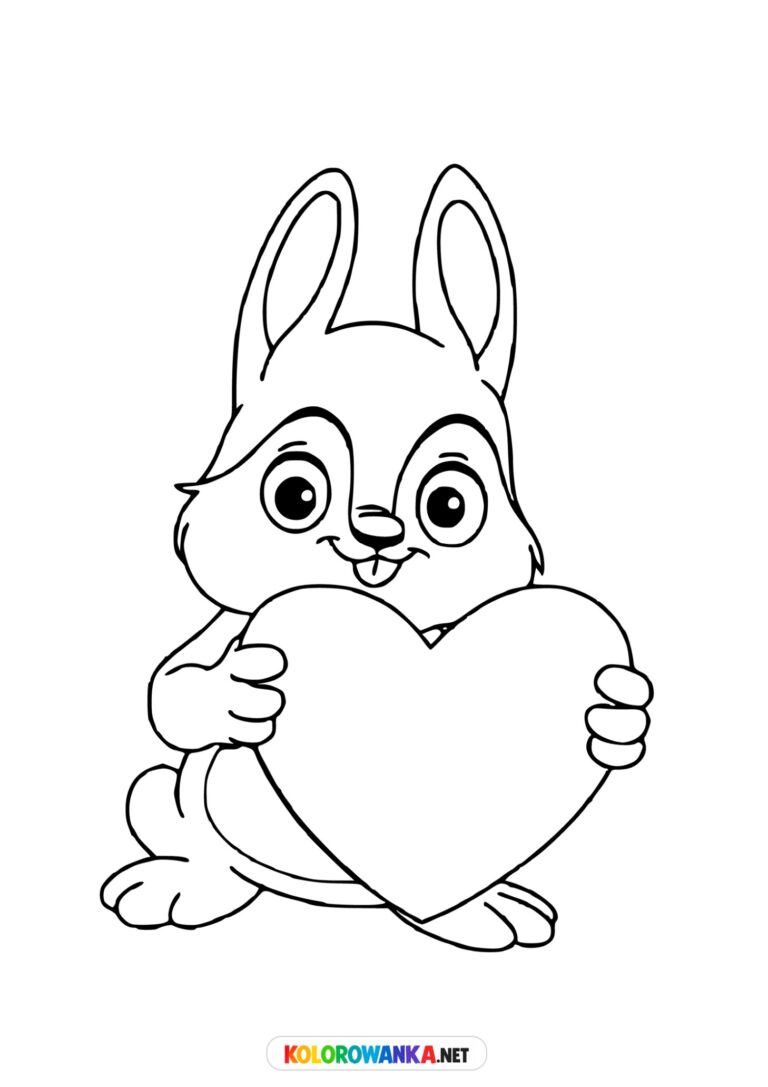 Kolorowanka króliczek z serduszkiem